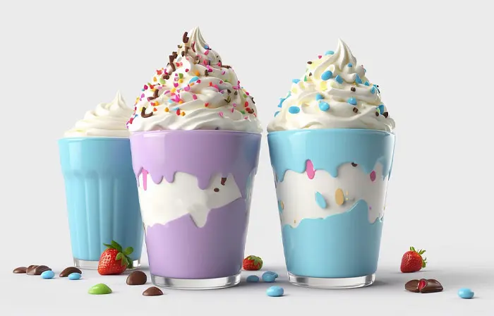 Milkshake Set on the Table 3D Art Illustration image